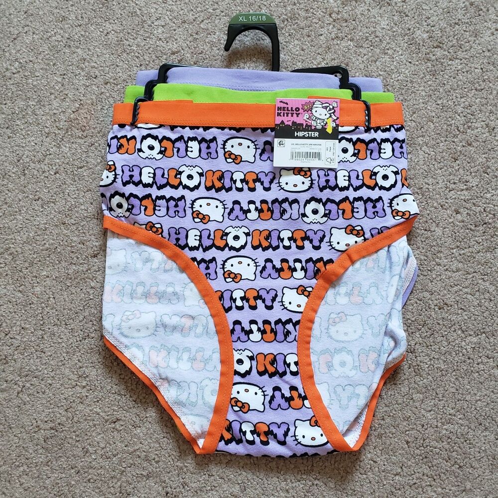 Nwt Hello Kitty Halloween 3-Pack Hipster Panties Size XL 16/18 Multicolor
